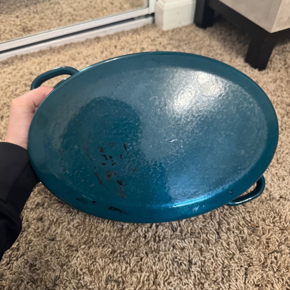 Vintage 70’s Teal Enamel Roasting Pan - Picture 6 of 15